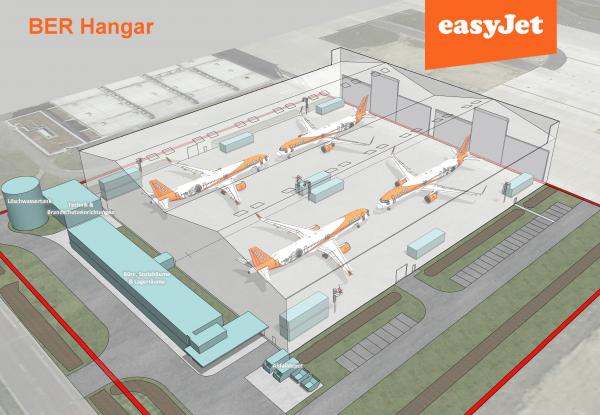Bild vom geplanten easyjet-Hangar am BER